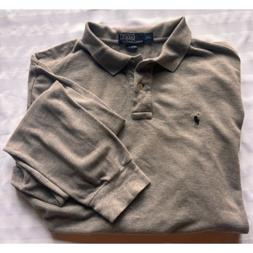 Vintage Polo Ralph Lauren Mens XXL Gray Quarter Zip Pullover 100% Cotton Preppy